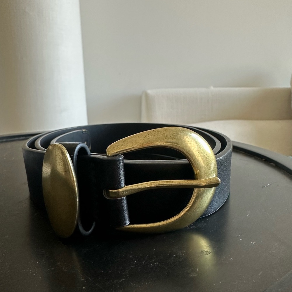 Sophisticated Black Belt with Brass Buckle